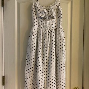 White and Black Polka Dot Midi